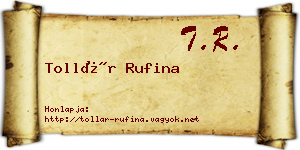 Tollár Rufina névjegykártya